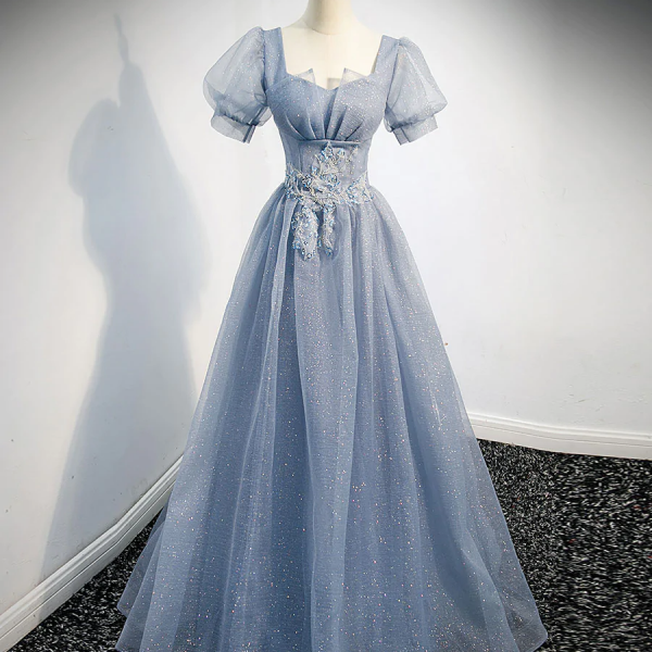 A-line long champagne prom dresses Y141 main image 1