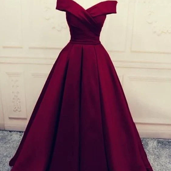 Burgundy Prom Dress,off The Shoulder Evening Dress,formal Gown Long on ...