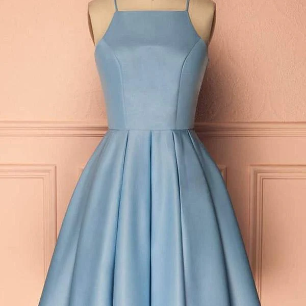 Homecoming Dress Blue Halter Sleeveless Short Prom Dress Party Dress