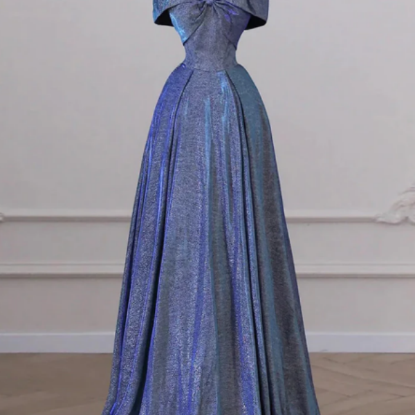 Cicinia Sky Blue Prom Dresses Long Soft Satin A-line Evening Dress