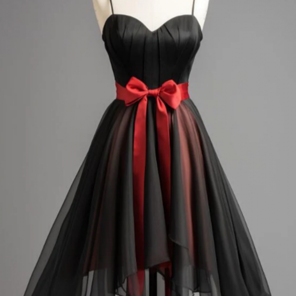 Black And Red Chiffon Sweetheart Party Dress, Chiffon Short Homecoming Dress  on Luulla