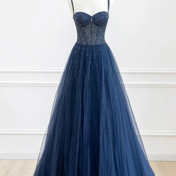 Women Blue Ruffles Mermaid Lace Side Split Prom Dress