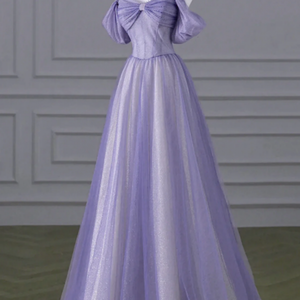 Glitter Off Shoulder Beaded Sequin Mermaid Prom Purple Formal Evening Gown Y8182