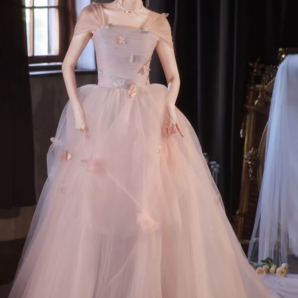 Luxury Pink Crystal Evening Dress with Dramatic Ruffles SS584