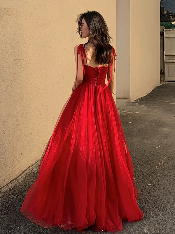 Elegant A line Spaghetti Straps Burgundy Backless Long Prom Dresses Party Dress Summer 20th Birthday Outfits 18th Birthday Dress Inspo For Teens DH120