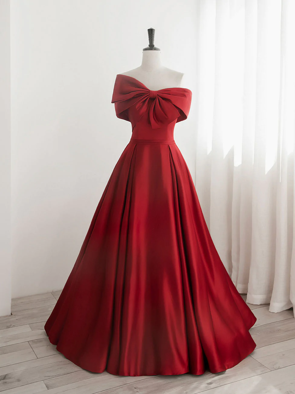 Aline Satin Red Long Prom Dresses, Red Long Formal Dresses on Luulla