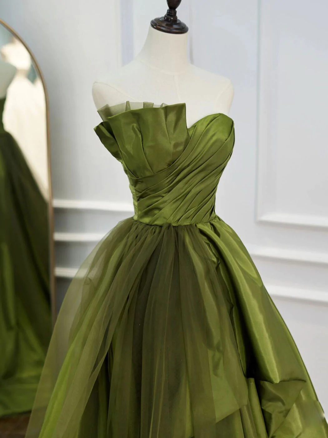 Green Long Prom Dresses, Green Satin Formal Long Evening Dress on Luulla