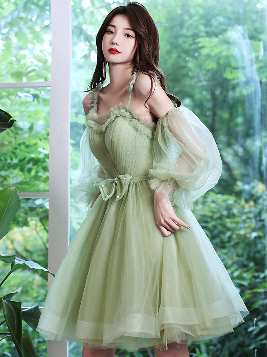Cute Green Tulle Short Prom Dress, Green Puffy Homecoming Dresses on Luulla