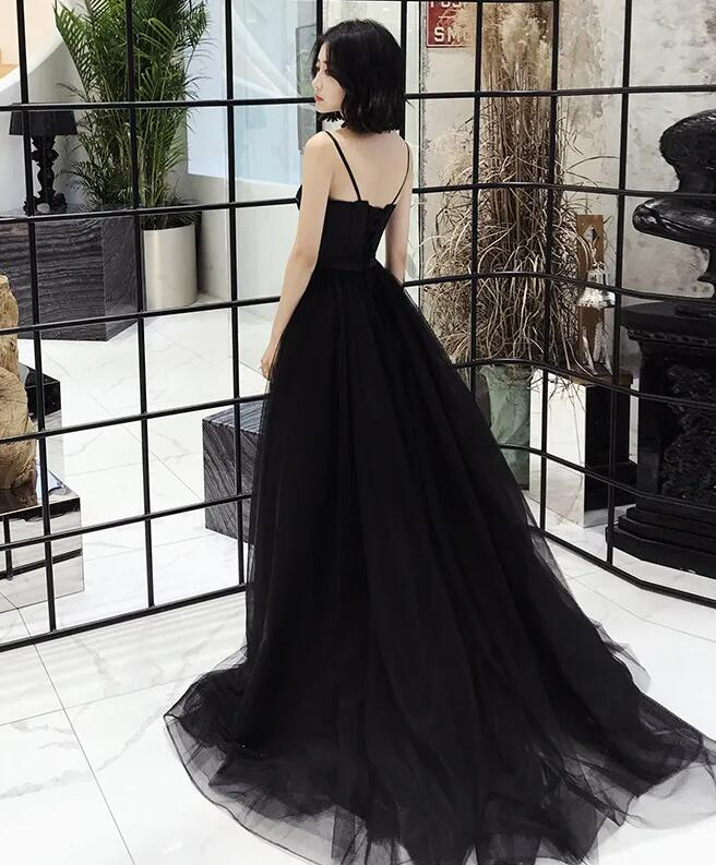 Black Strapless Ruffle Tulle A-Line Prom Dresses VK24030603 main image 0