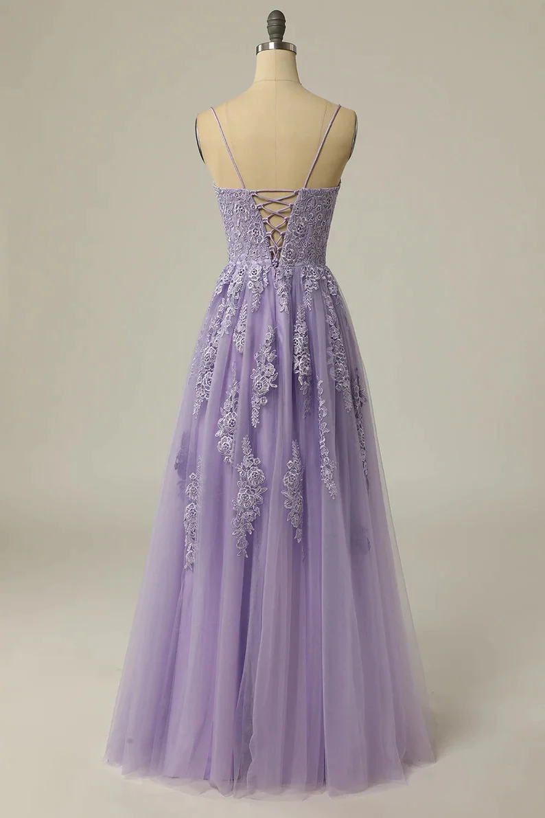 Boat Neck Sleeveless Appliques Pleated High SIde Slit Prom Dress WU1149 main image 1