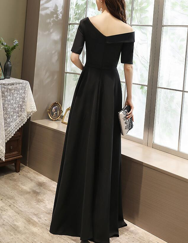 Black White One Shoulder A Line Formal Dress main image 1
