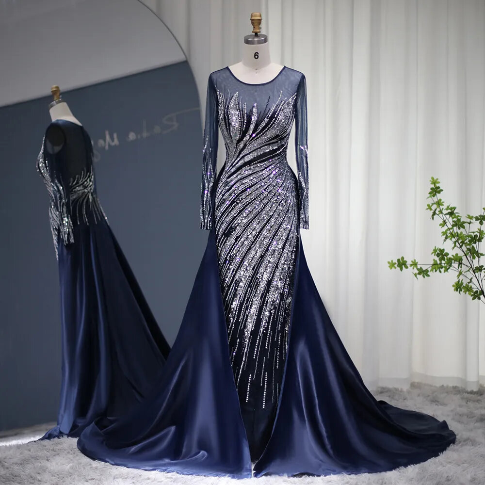 Mermaid Evening Gowns Dark Navy Blue Party Dress Simple Formal prom Evening Dresses  cg7309