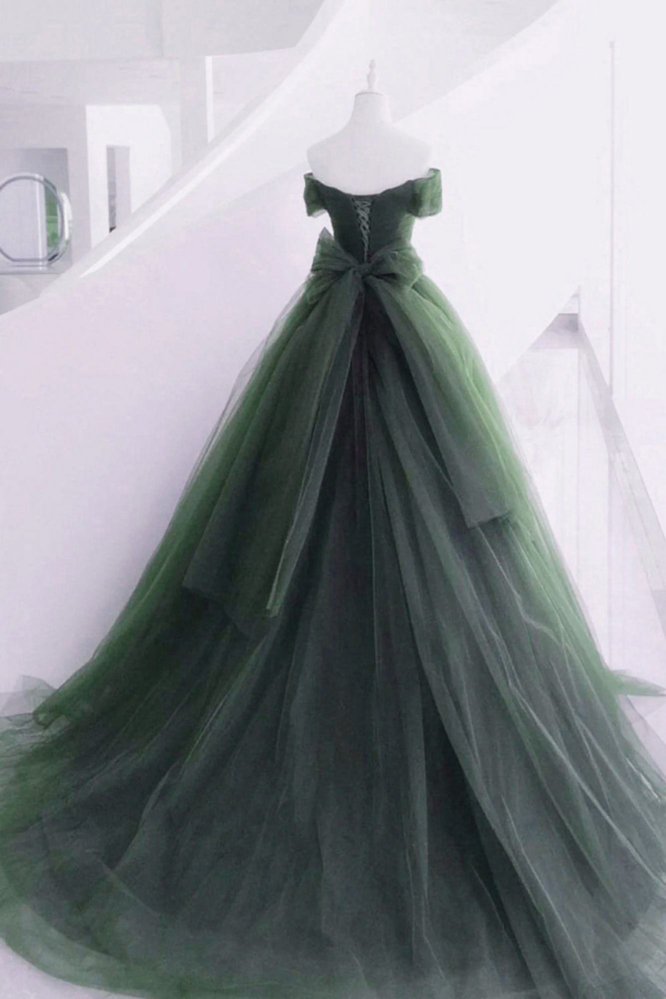 Satin Tulle Knee-length Green Dress