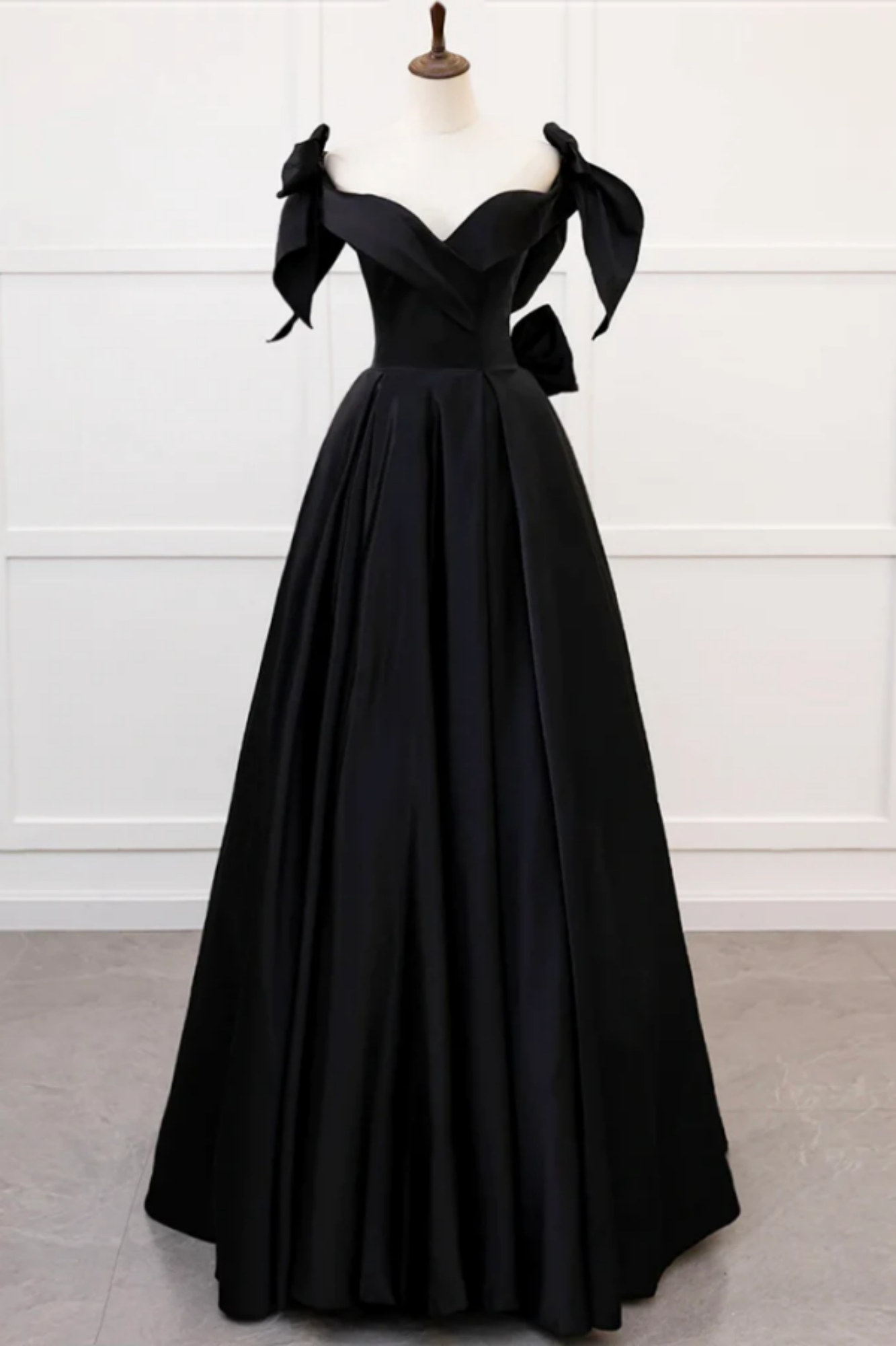 A-Line Velvet Black Long Prom Dress, Black Long Formal Dress