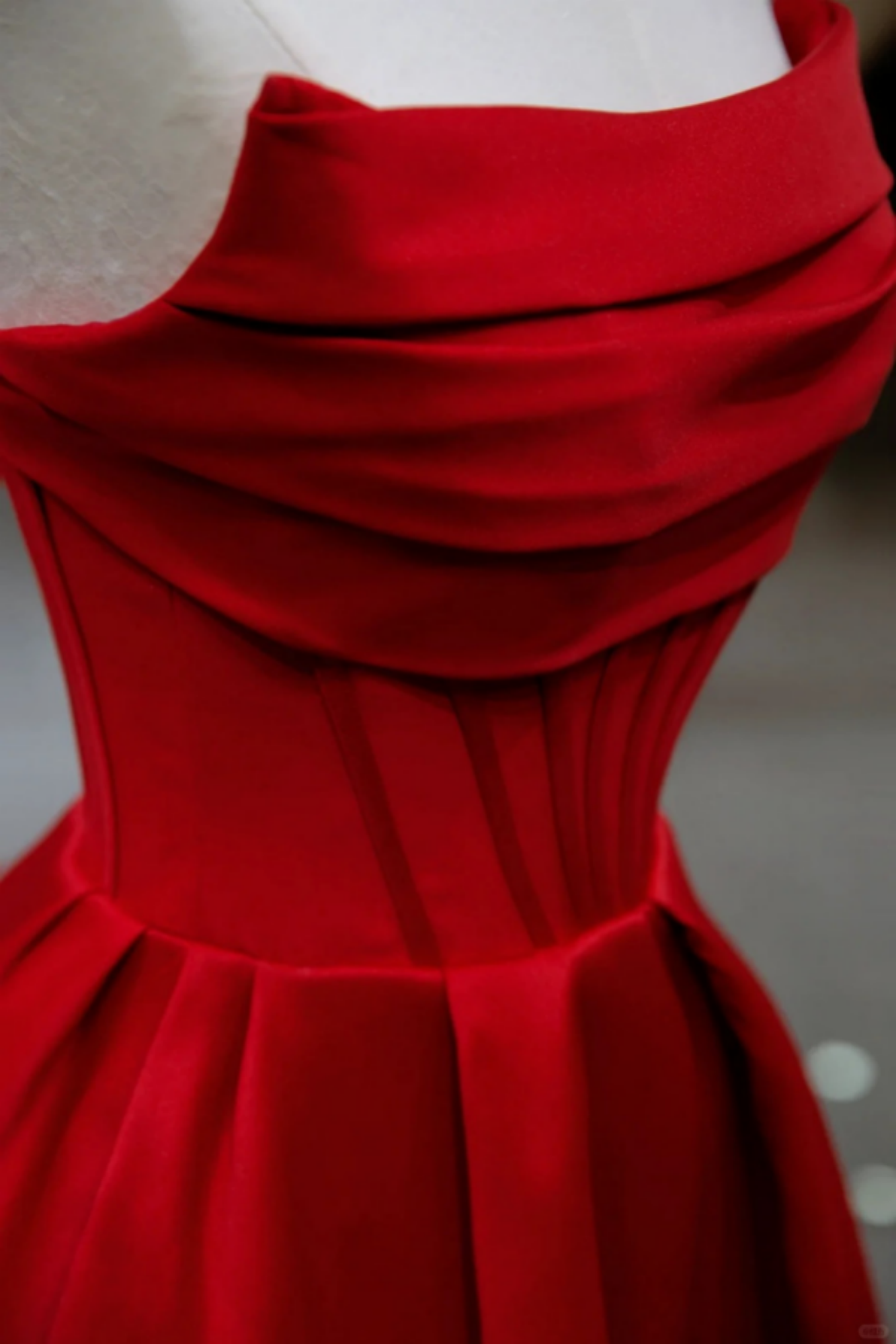 Red Satin Red Satin A-line Scoop Long Party Dress, Red Satin Prom Dress