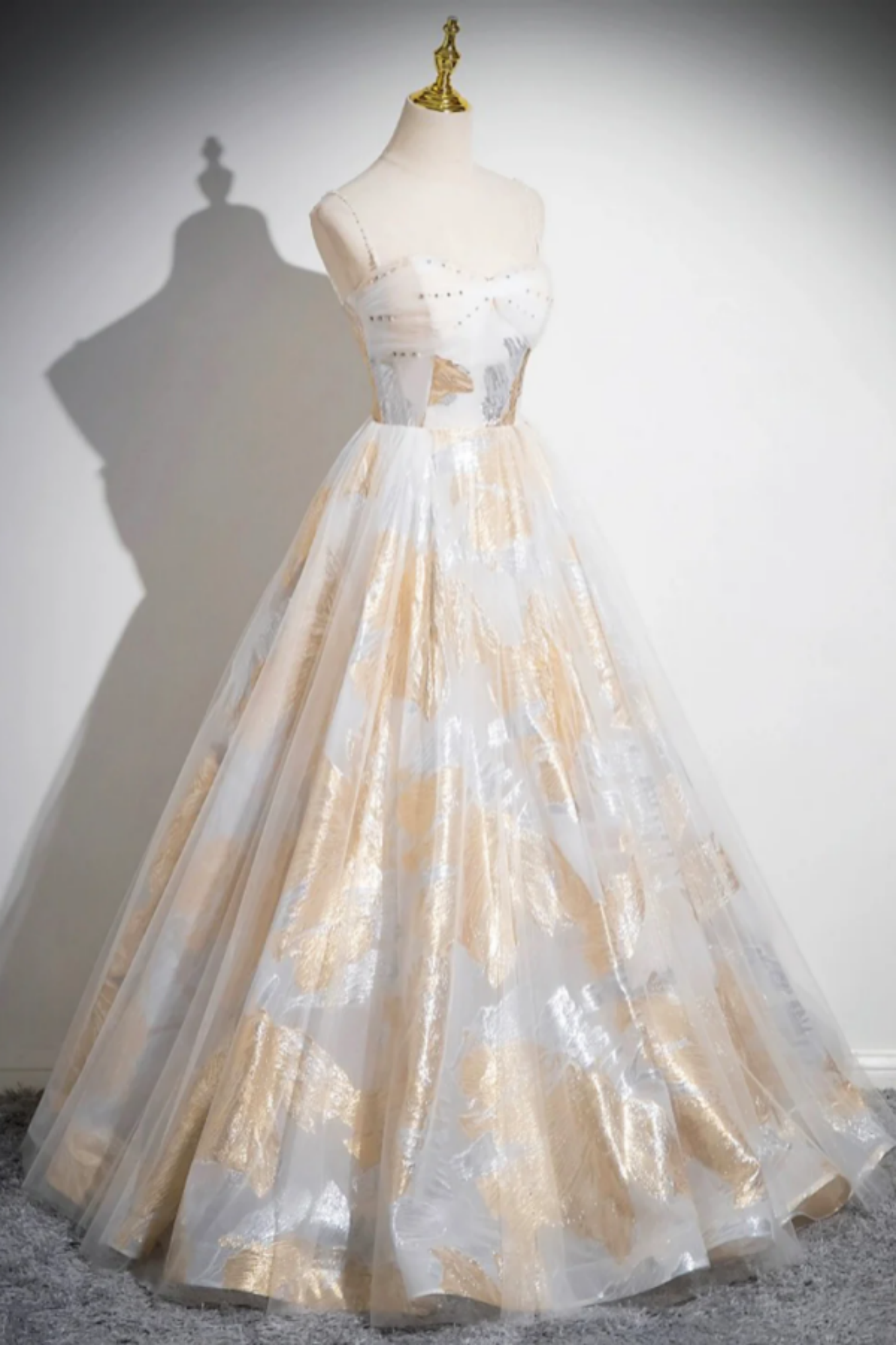 Sexy A Line Spaghetti Straps Floor Length Floral Evening Dress Chiffon Prom Dresses SD1718
