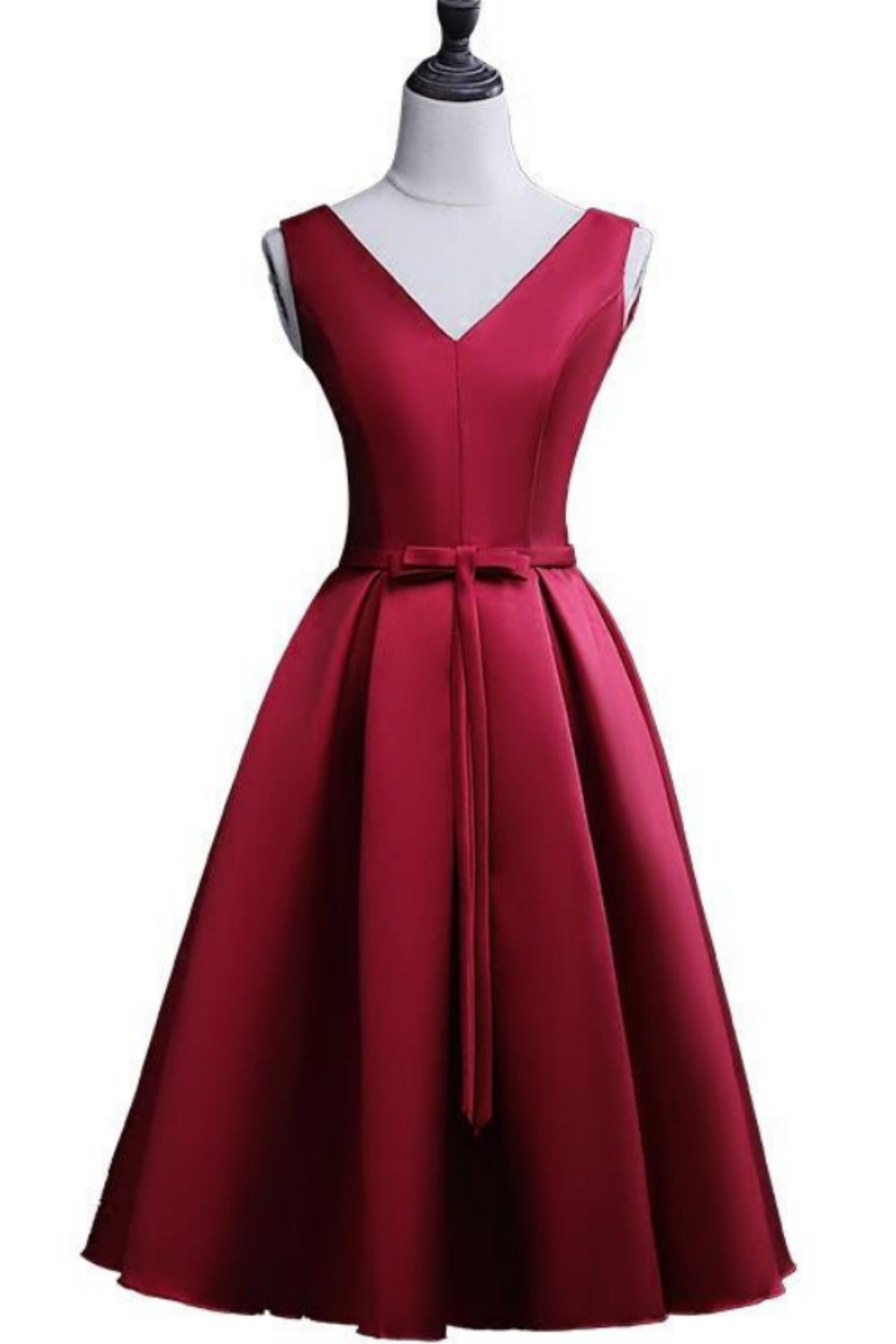 Dark Red Satin Short Homecoming Dress, Lovely Bridesmaid Dress on Luulla