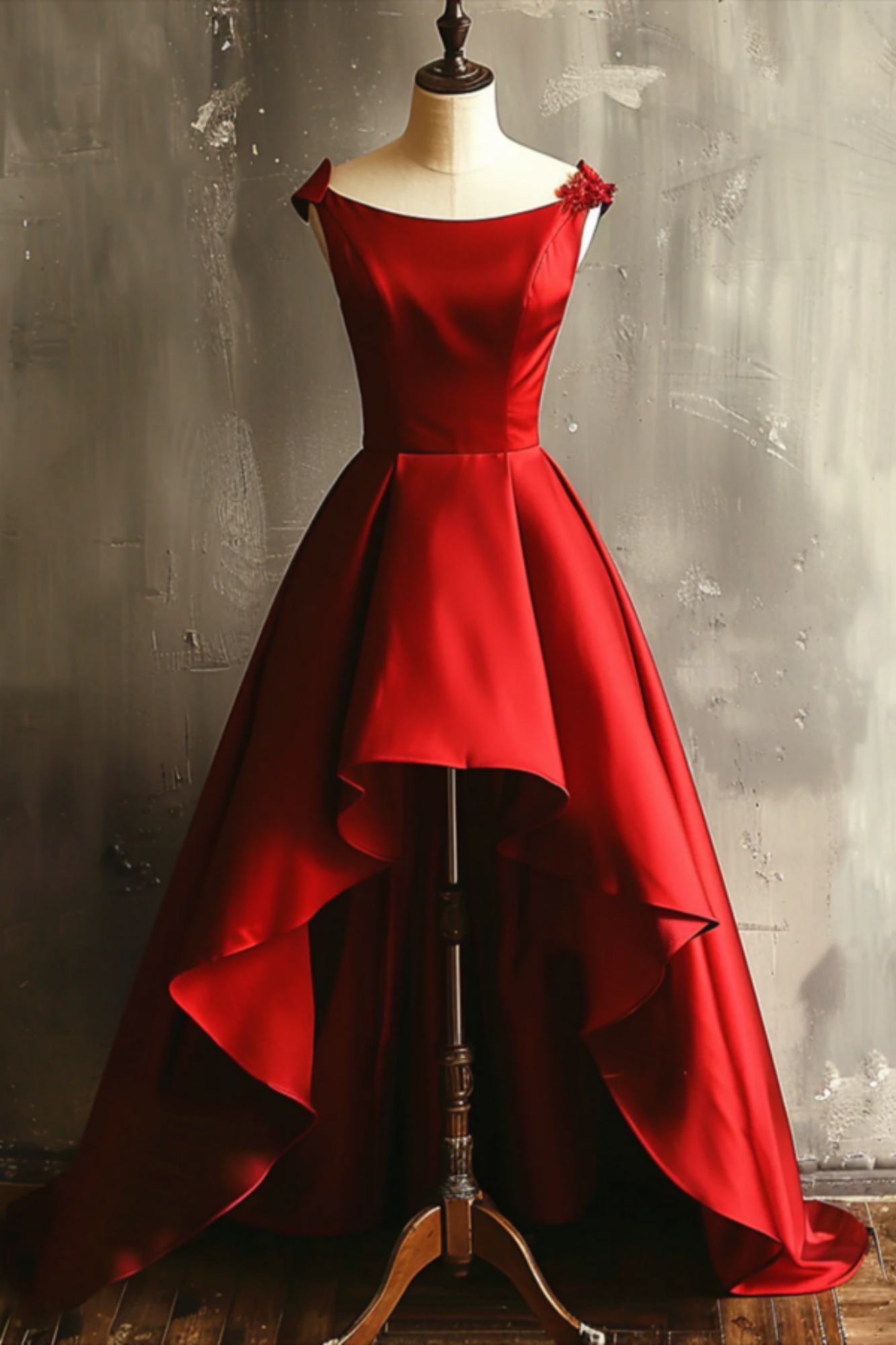 Wine Red Satin Beaded Straps Knee Length Party Dress, Wine Red Satin Homecoming Dress